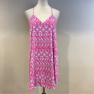 Pink and White Geometric Print a-line mini Dress size small
